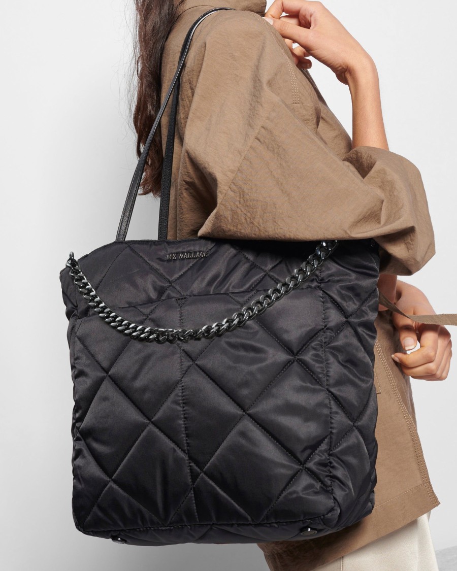 Women MZ Wallace | Quilted Madison Quatro Tote Black Rec