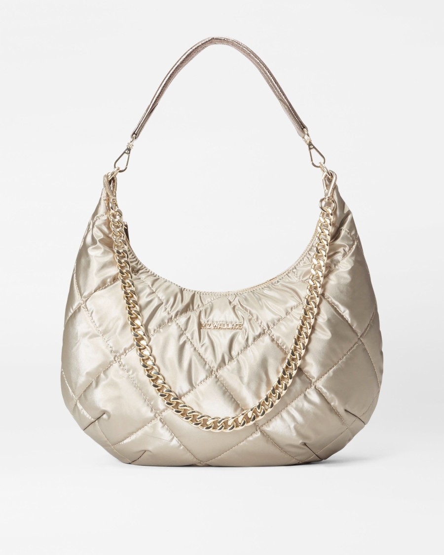 Women MZ Wallace | Quilted Madison Shoulder Bag Quartz Pearl