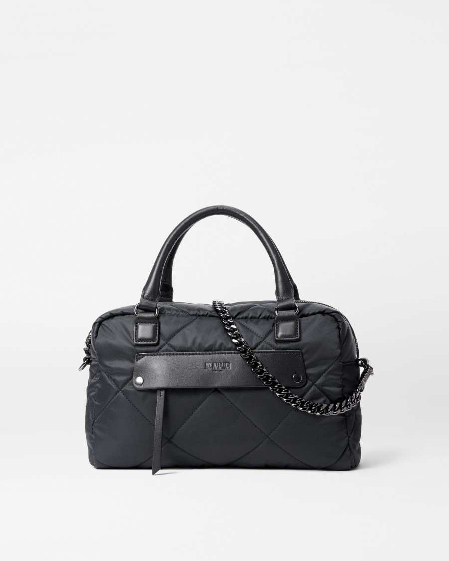 Women MZ Wallace | Quilted Madison Satchel Black Rec