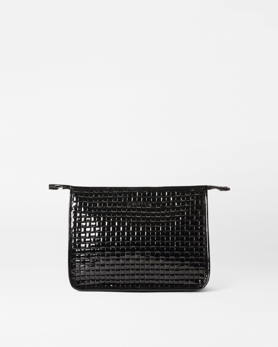 Women MZ Wallace | Woven Metro Clutch Black Lacquer