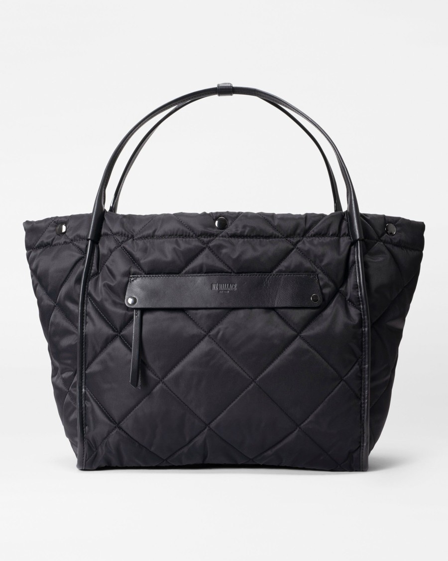 Women MZ Wallace | Quilted Large Madison Shopper Black Rec