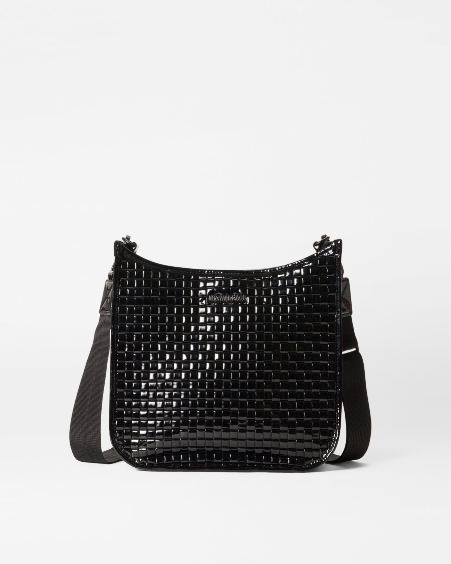 Women MZ Wallace | Woven Box Crossbody Black Lacquer