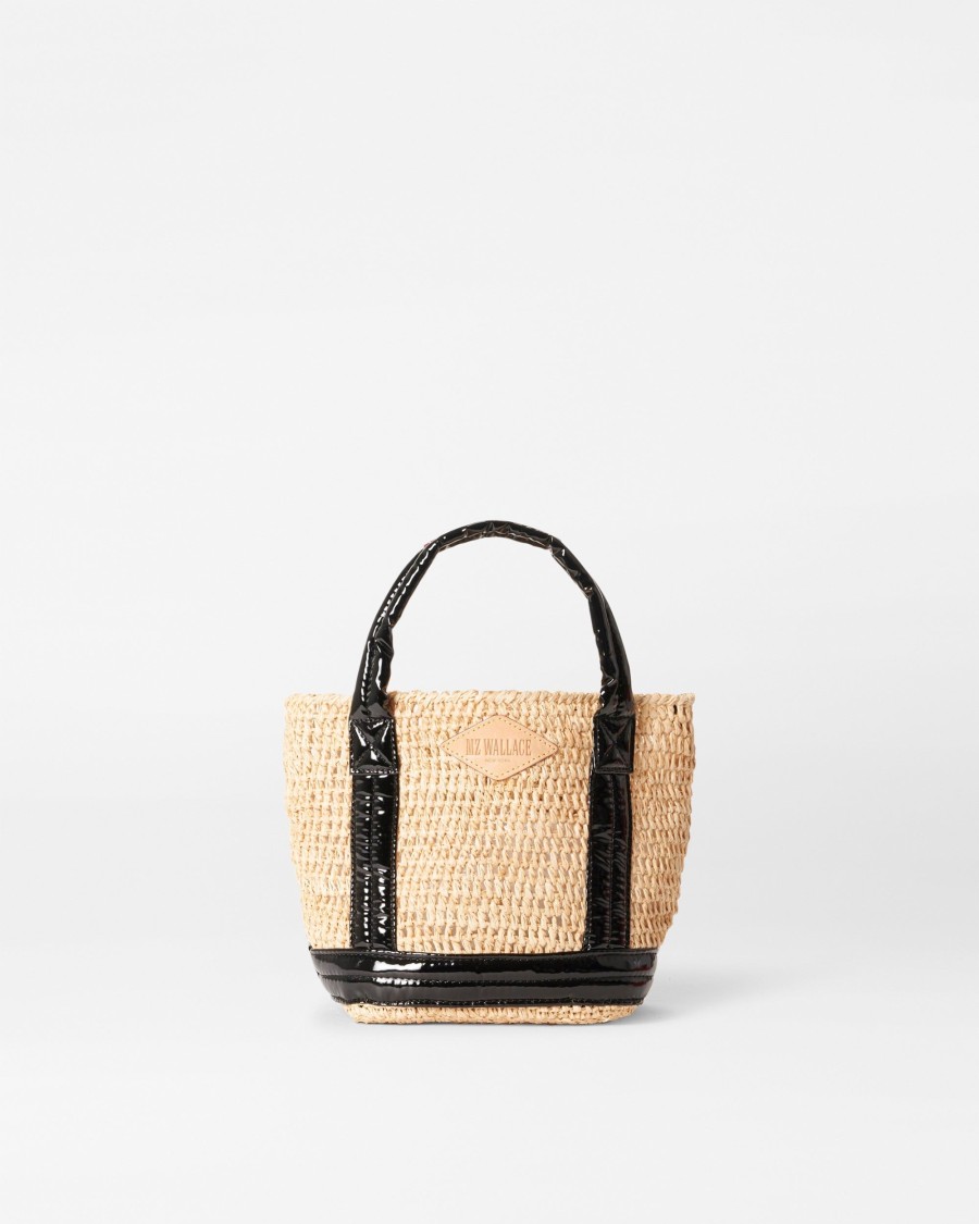 Women MZ Wallace | Mini Raffia Tote Raffia/Black Lacquer