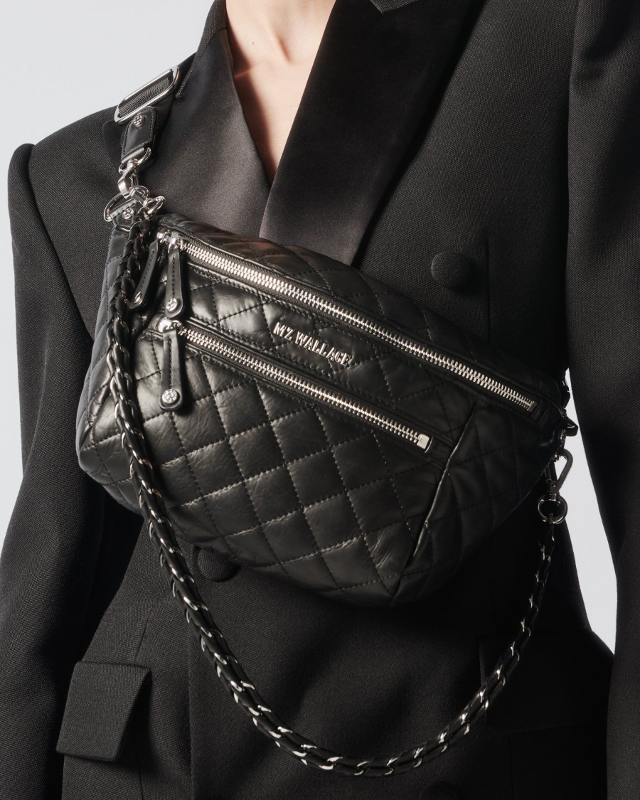 Women MZ Wallace | Small Crosby Sling Quilted Black Leather