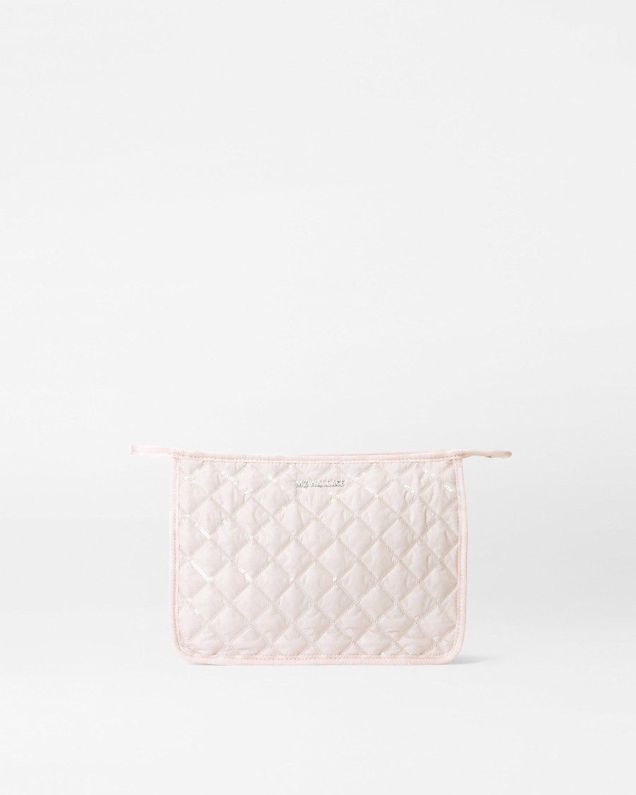 Women MZ Wallace | Metro Clutch Rose Rec With Sequin