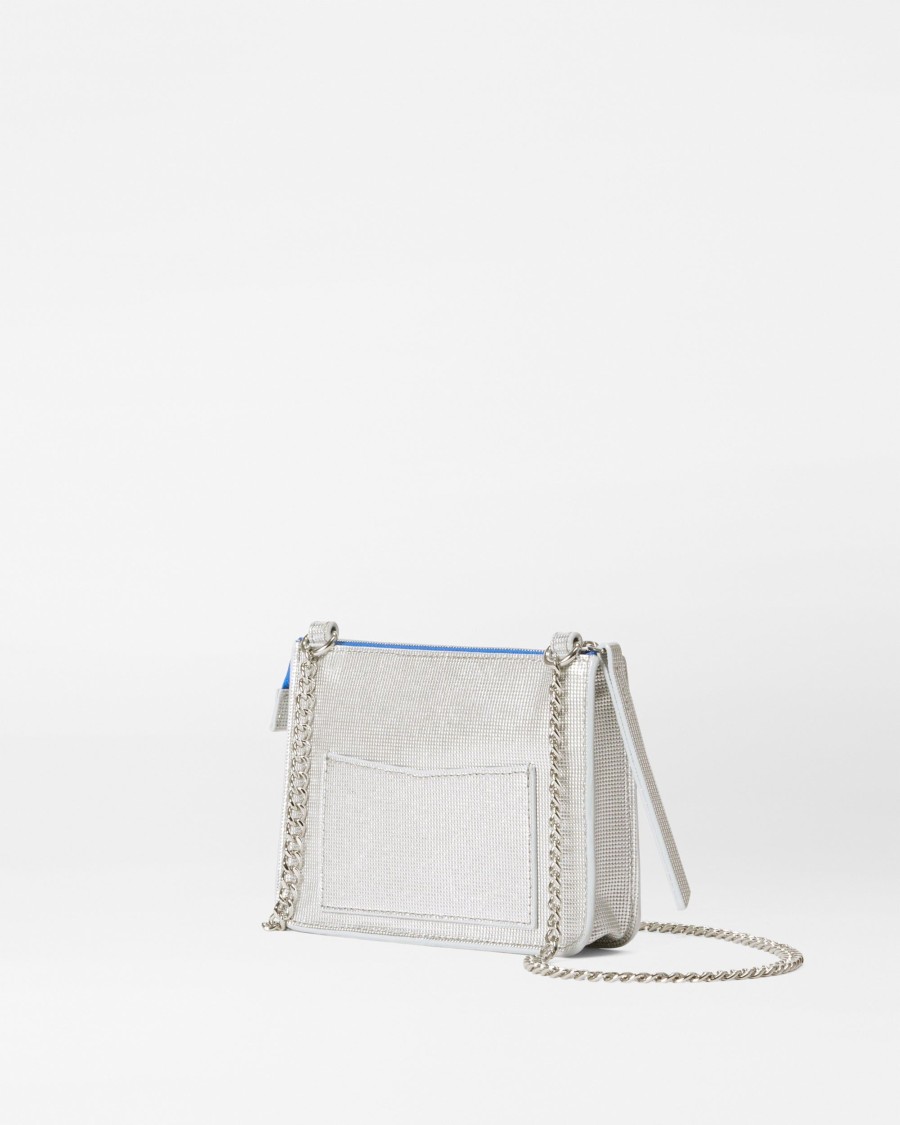 Women MZ Wallace | Mini Leather Crossbody Silver Metallic