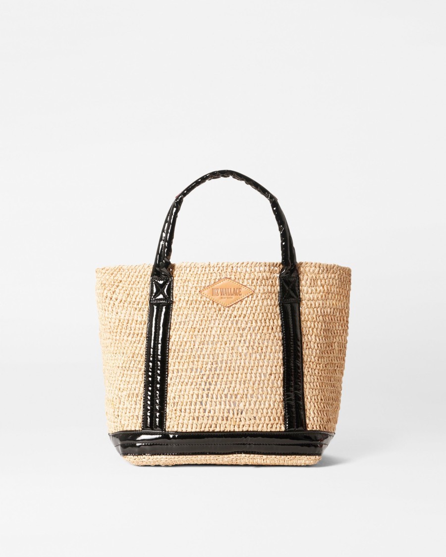 Women MZ Wallace | Small Raffia Tote Raffia/Black Lacquer