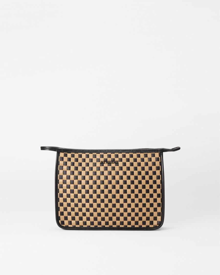 Women MZ Wallace | Woven Metro Clutch Camel & Black