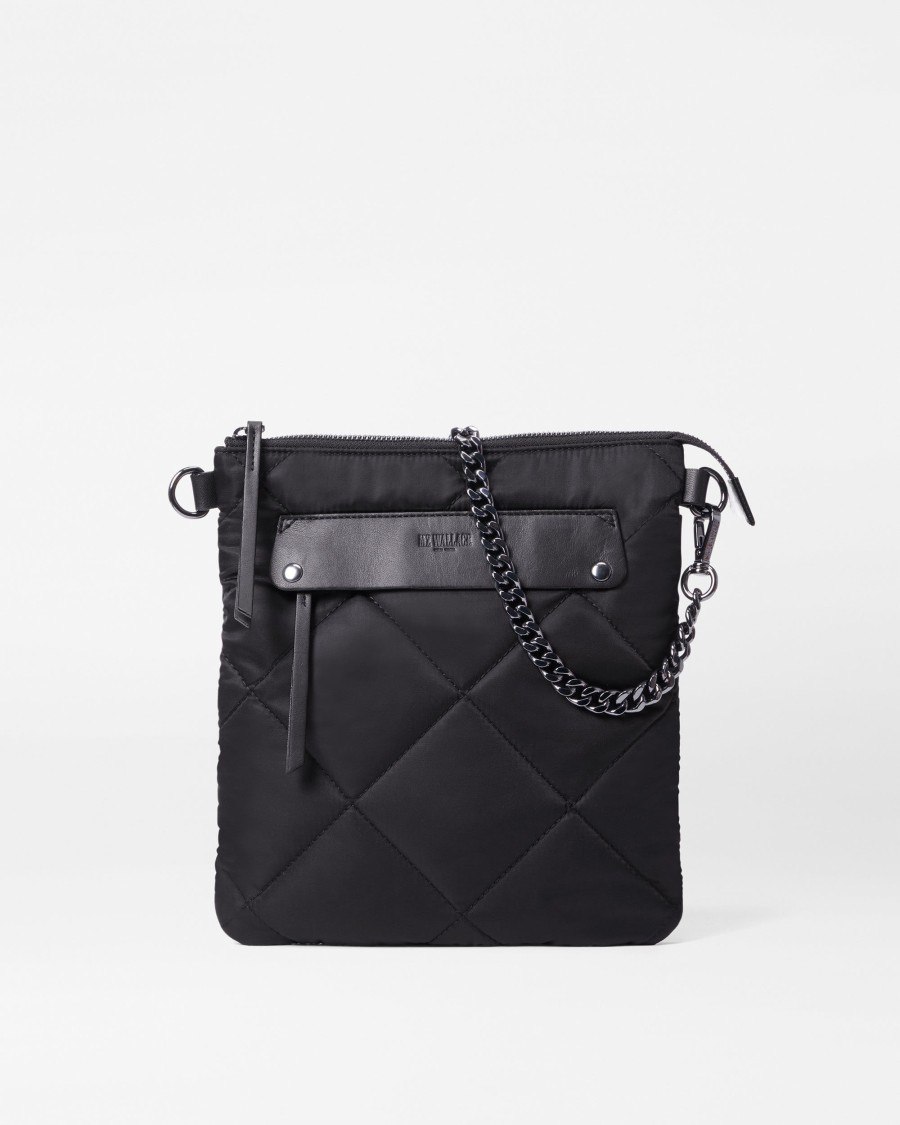 Women MZ Wallace | Quilted Flat Madison Crossbody Black Rec