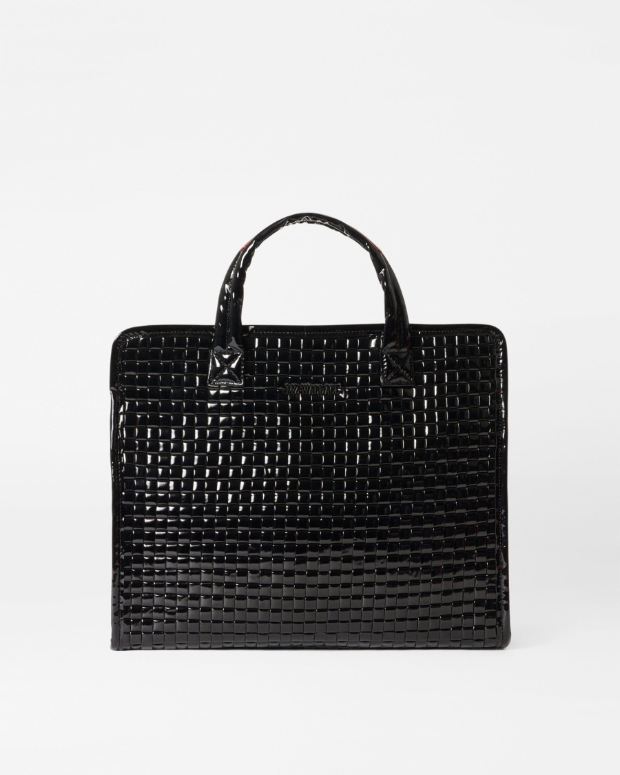 Women MZ Wallace | Medium Woven Box Tote Black Lacquer