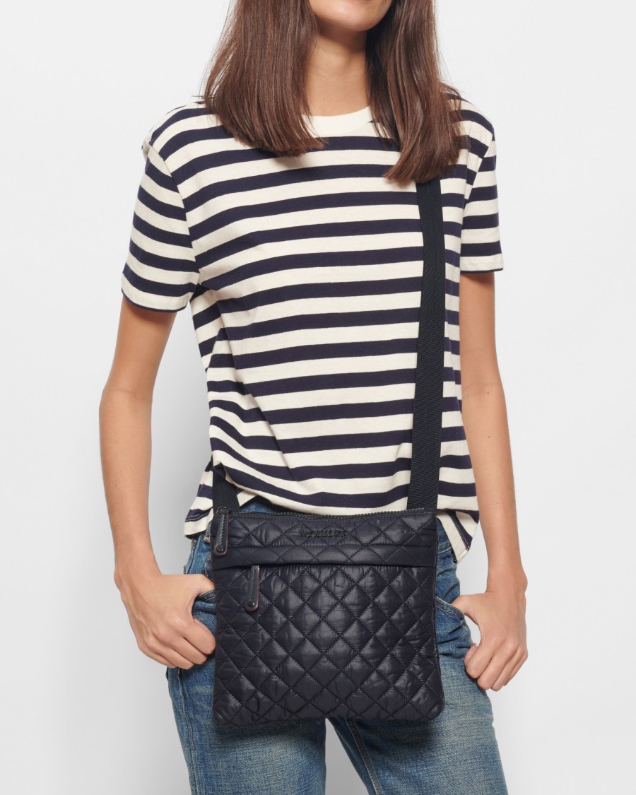 Women MZ Wallace | Metro Flat Crossbody Black Rec