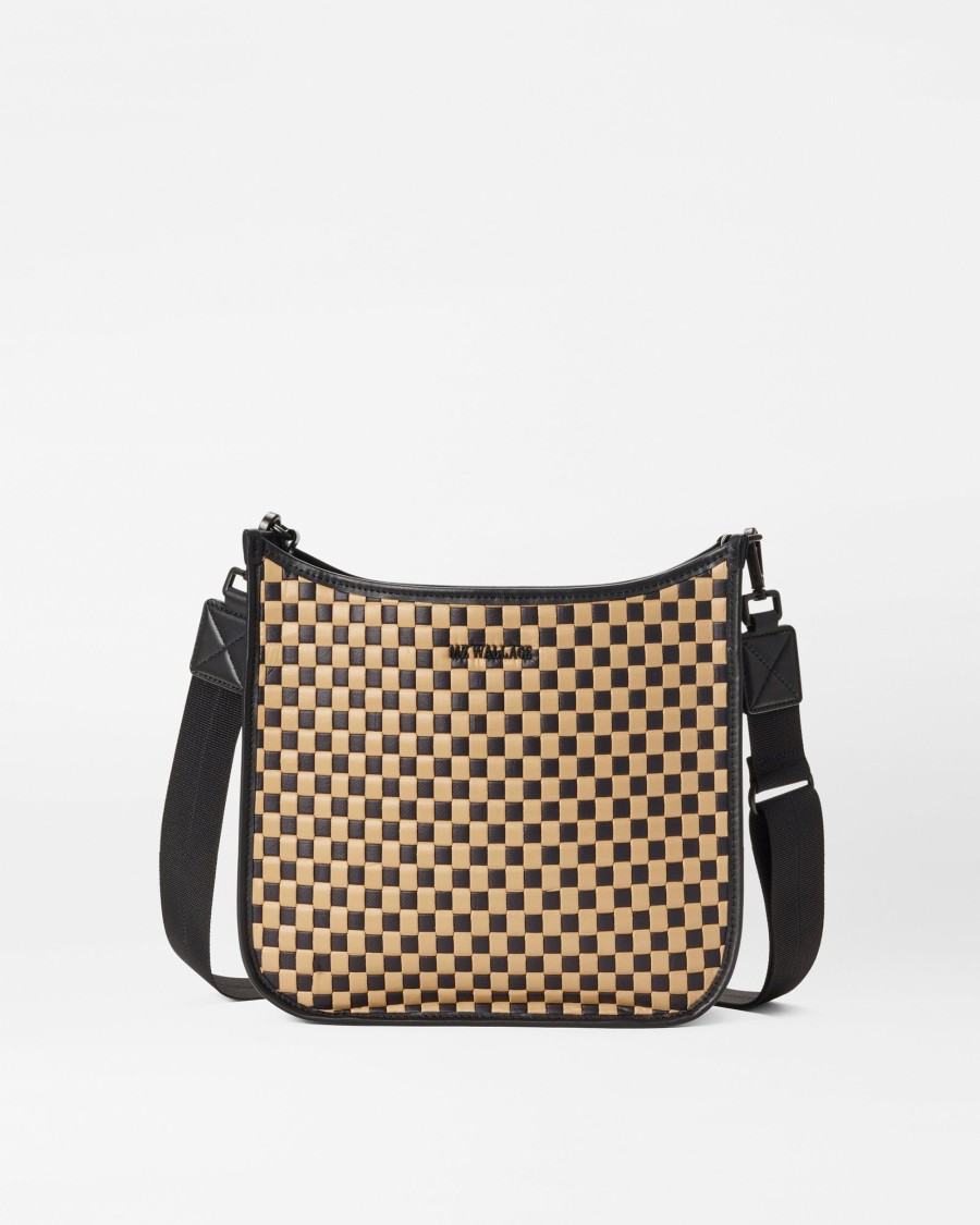 Women MZ Wallace | Woven Box Crossbody Camel & Black