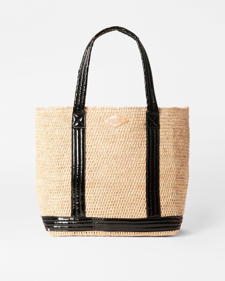 Women MZ Wallace | Large Raffia Tote Raffia/Black Lacquer