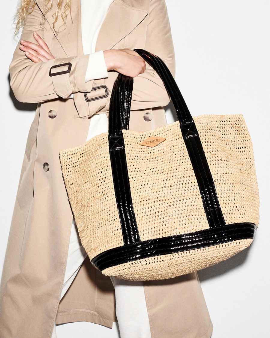 Women MZ Wallace | Large Raffia Tote Raffia/Black Lacquer