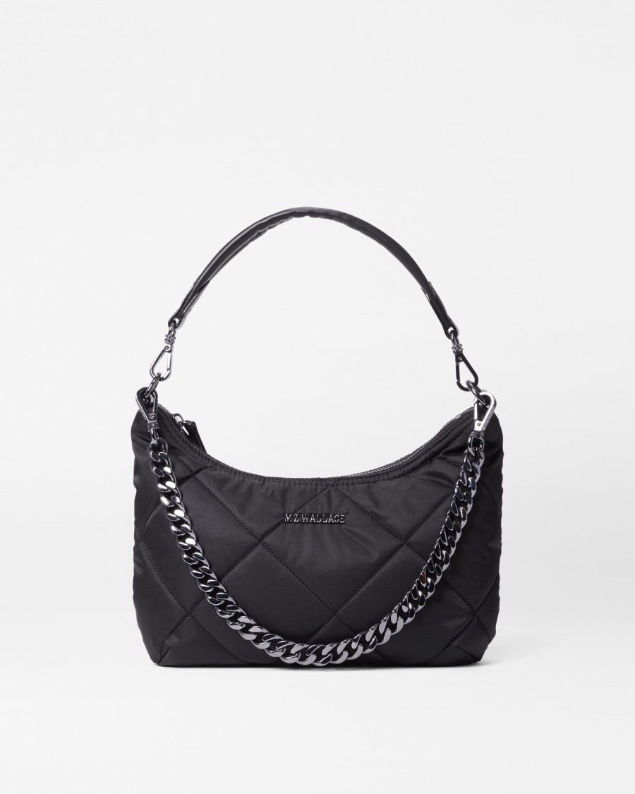 Women MZ Wallace | Quilted Small Madison Shoulder Bag Black Rec