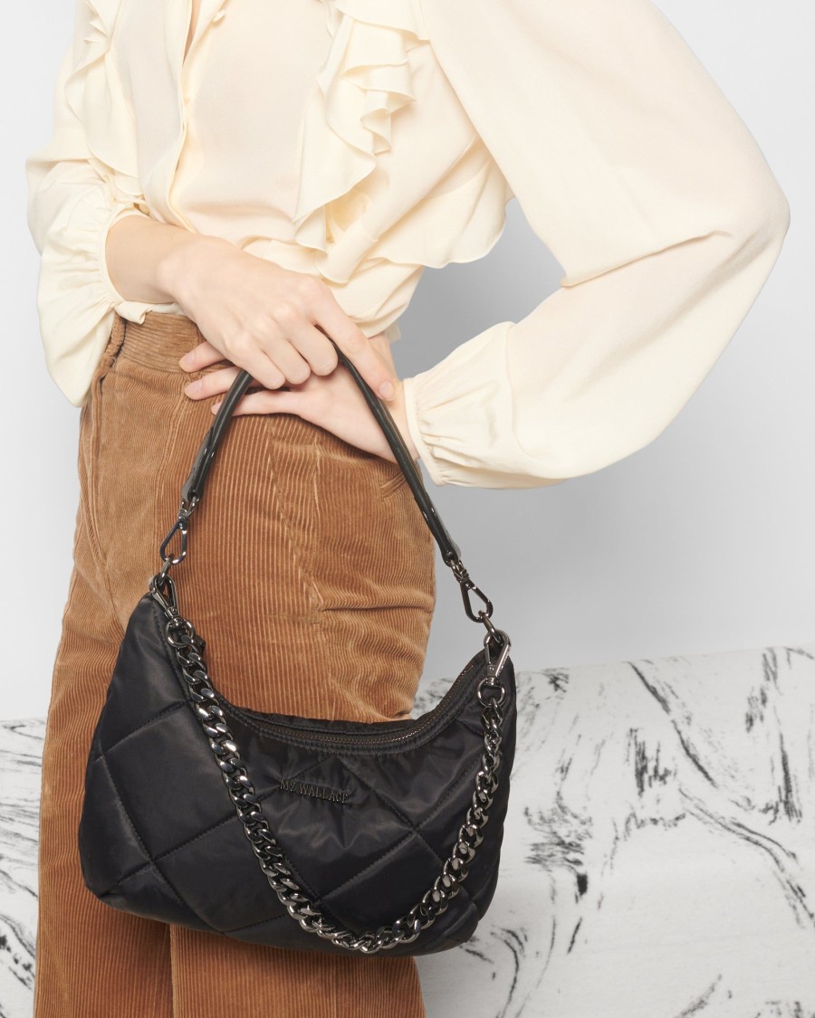 Women MZ Wallace | Quilted Small Madison Shoulder Bag Black Rec