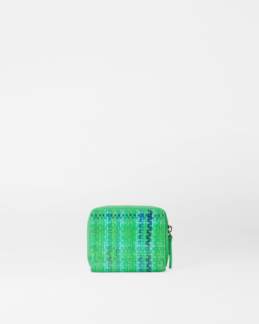 Women MZ Wallace | Small Zip Round Wallet Green Summer Plaid