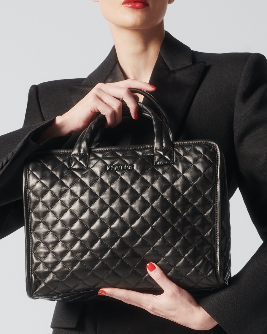 Women MZ Wallace | Medium Box Tote Quilted Black Leather