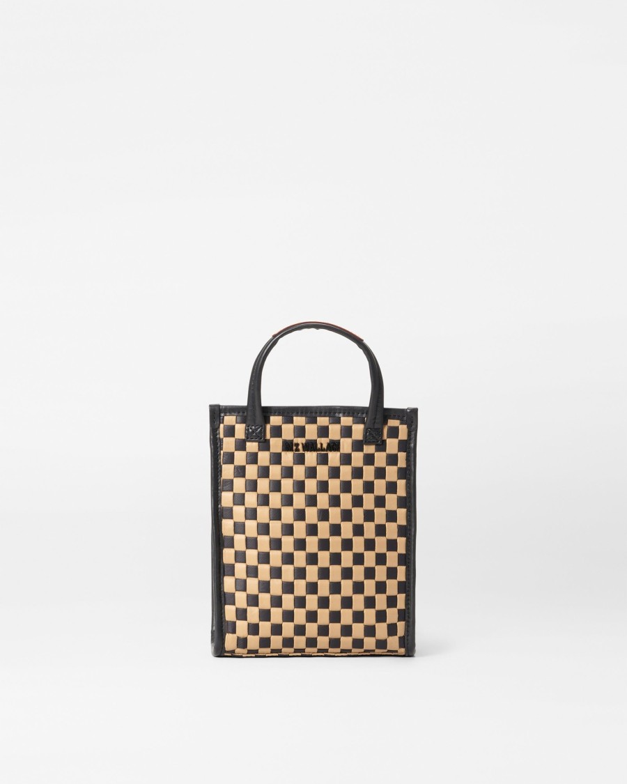 Women MZ Wallace | Micro Woven Box Tote Camel & Black