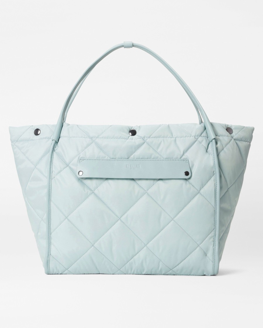 Women MZ Wallace | Quilted Large Madison Shopper Silver Blue Rec