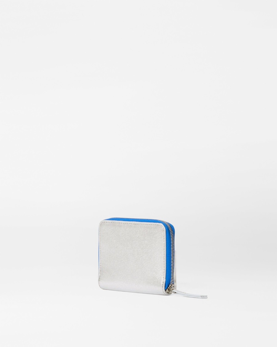 Women MZ Wallace | Small Zip Round Wallet Silver Metallic