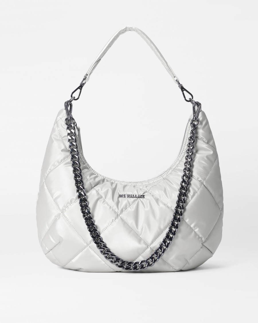 Women MZ Wallace | Quilted Madison Shoulder Bag Oyster Metallic