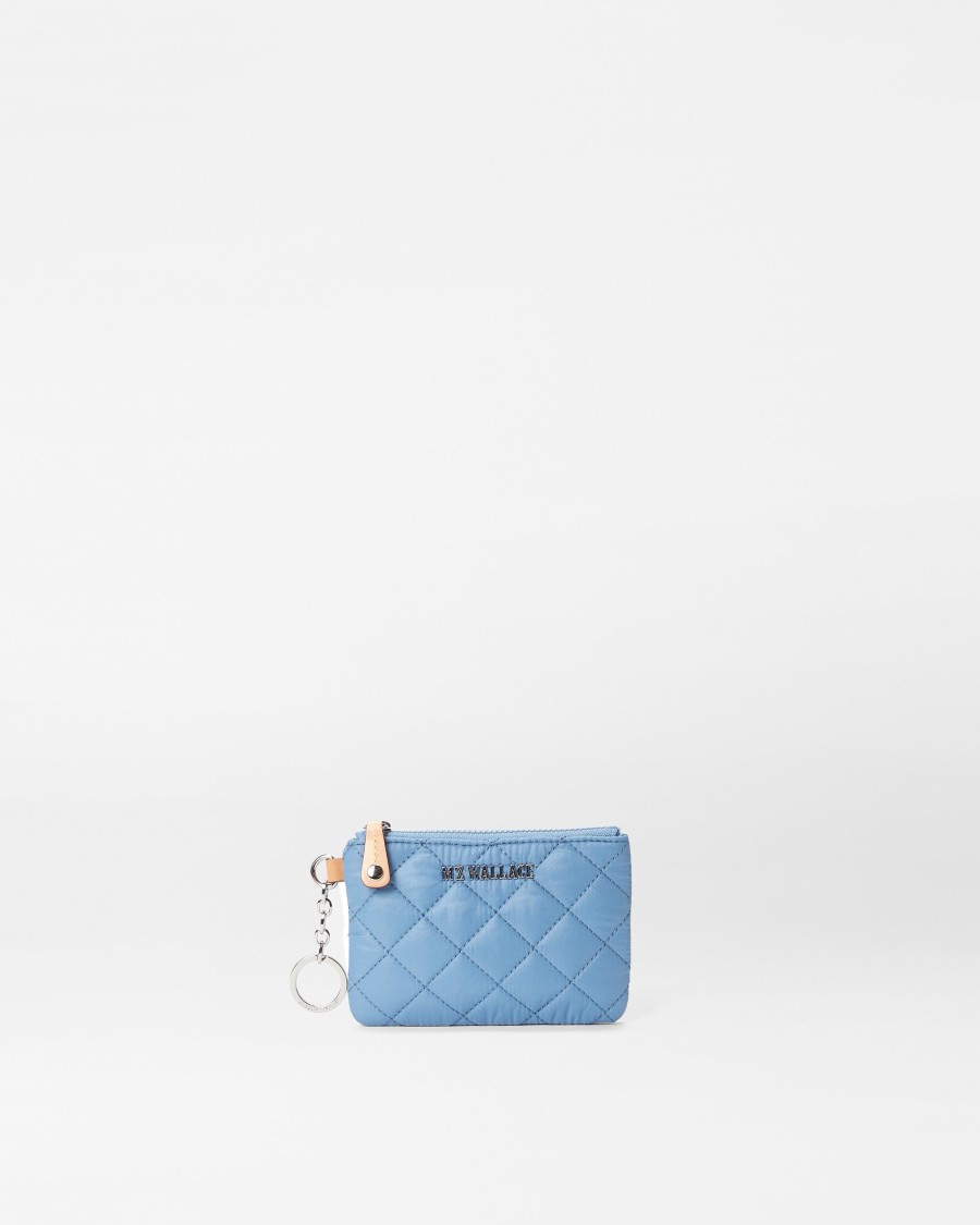 Women MZ Wallace | Flat Metro Key Pouch Cornflower Blue