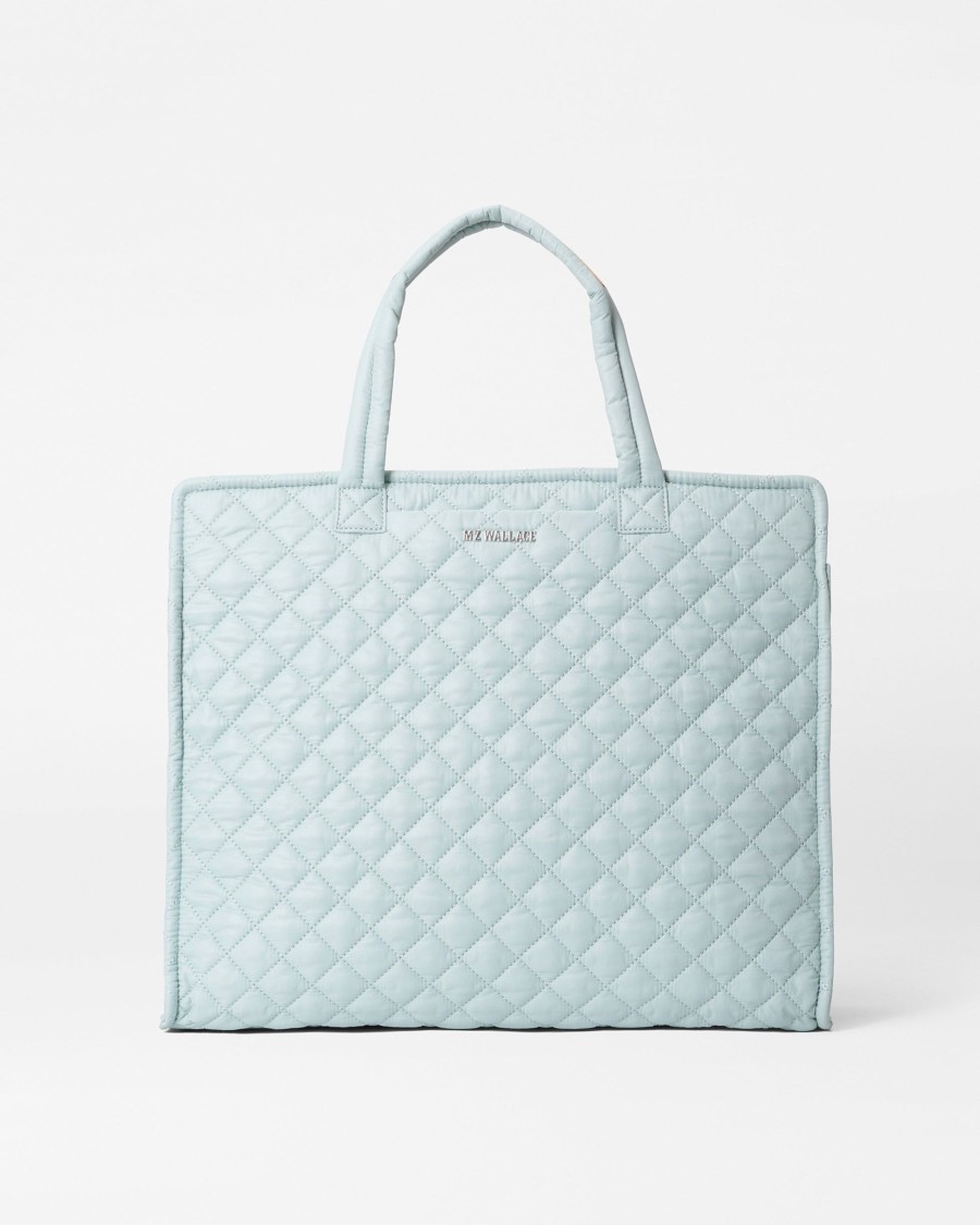 Women MZ Wallace | Large Box Tote Silver Blue Rec