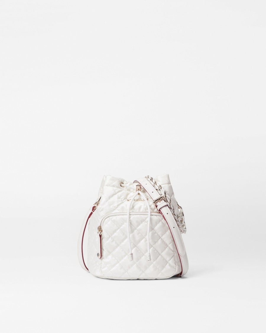 Women MZ Wallace | Crosby Drawstring Bucket Bag Pearl Metallic