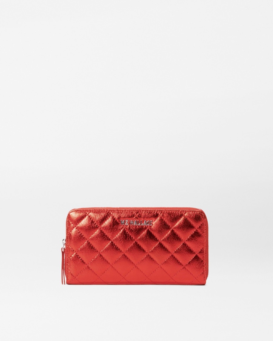 Women MZ Wallace | Long Zip Round Wallet Red Candy